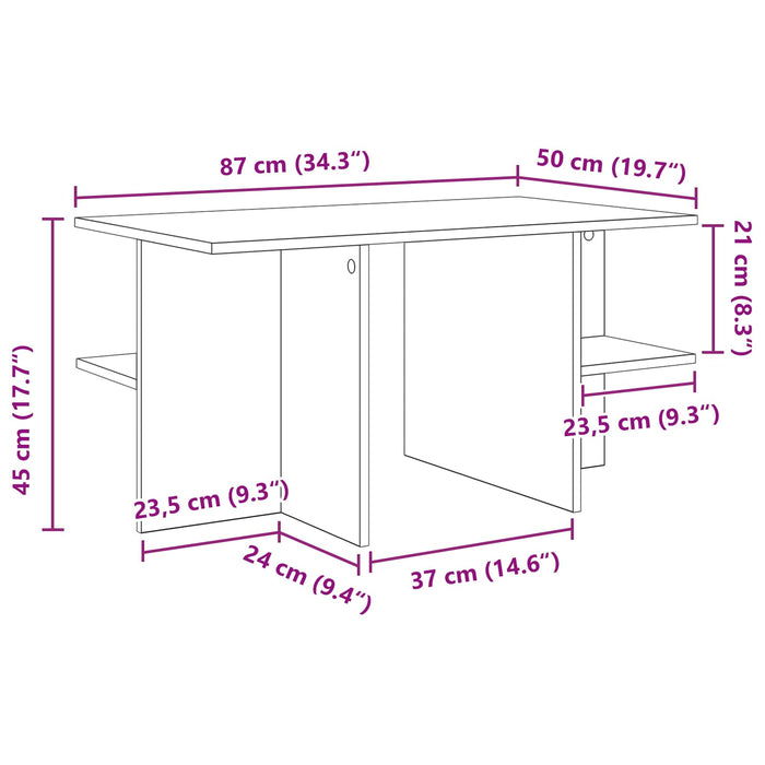 Masă de cafea Stejar Sonoma 87 x 50 x 45 cm Lemn prelucrat - WALTI WALTI