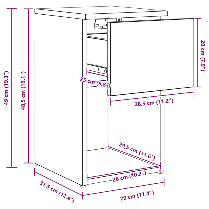 Dulap de pat Lemn vechi 29 x 31,5 x 49 cm Lemn prelucrat - WALTI WALTI