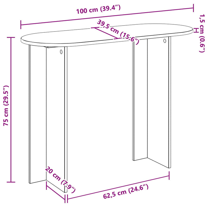 Masă de consolă Gri Beton 100 x 39,5 x 75 cm Lemn prelucrat - WALTI WALTI