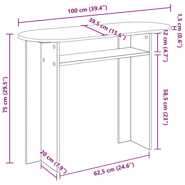 Masă de consolă Gri Beton 100 x 39,5 x 75 cm Lemn prelucrat - WALTI WALTI