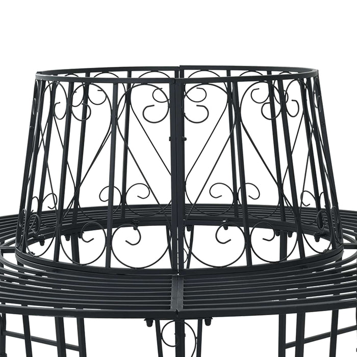Bancă cu arbori Ø 160 x 89 cm Oțel Negru Rotund WALTI