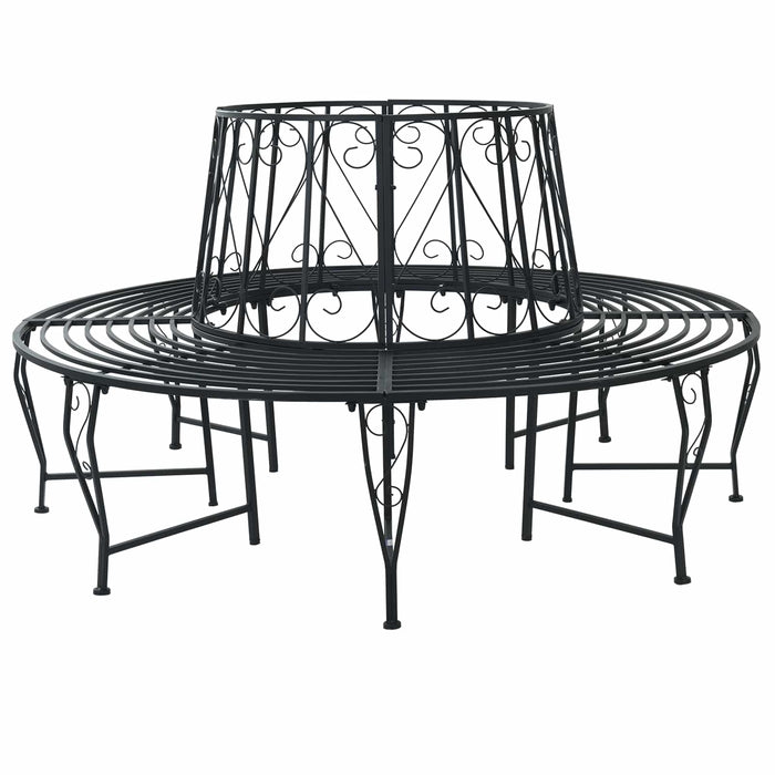 Bancă cu arbori Ø 160 x 89 cm Oțel Negru Rotund WALTI