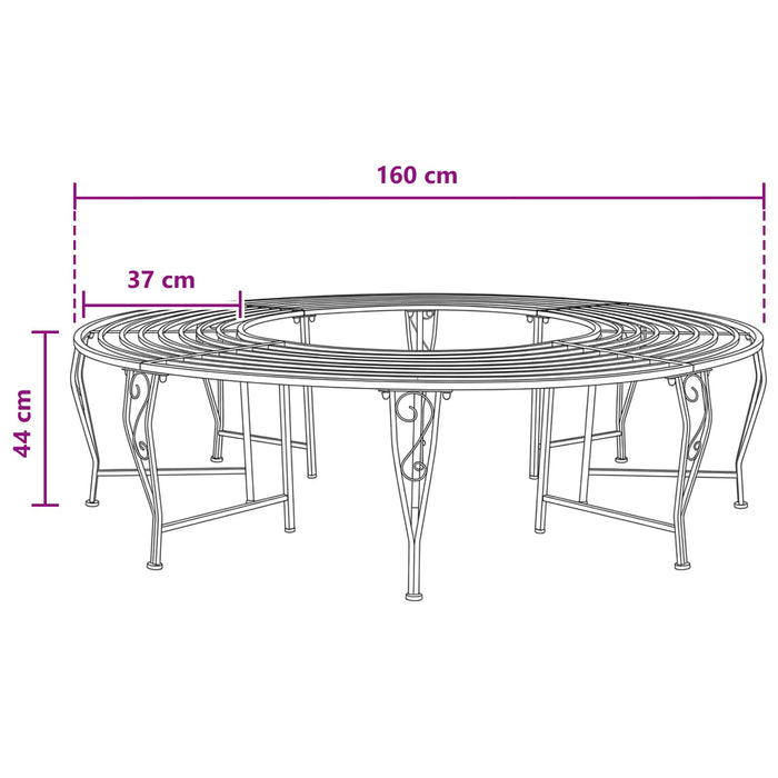 Bancă cu arbori 8-Număr de locuri Ø 160 x 44 cm Oțel WALTI