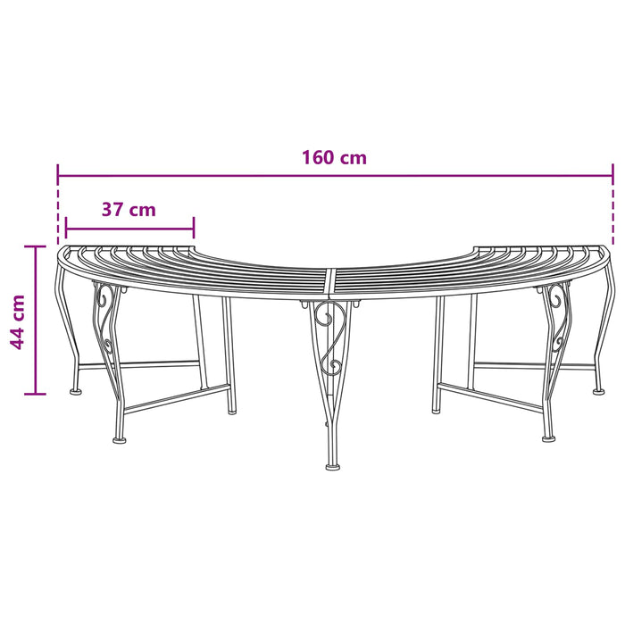 Bancă cu arbori 4-Număr de locuri 160 x 80 x 44 cm Oțel WALTI