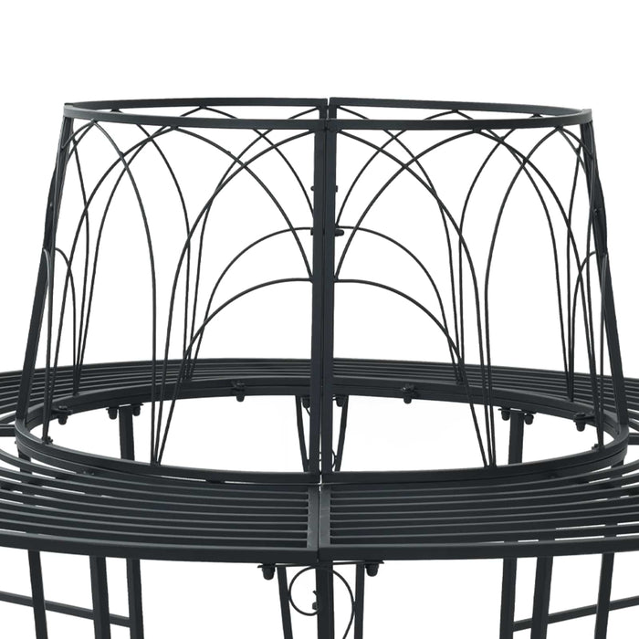Bancă cu arbori 8-Număr de locuri Ø 160 x 89 cm Oțel Negru WALTI