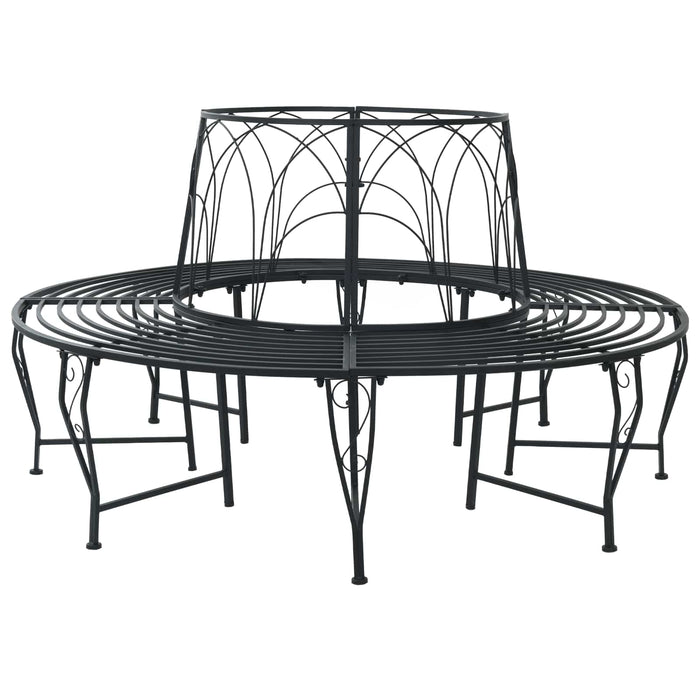 Bancă cu arbori 8-Număr de locuri Ø 160 x 89 cm Oțel Negru WALTI