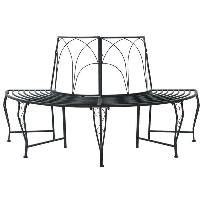 Bancă cu arbori 4-Număr de locuri 160 x 80 x 89 cm Oțel Negru WALTI