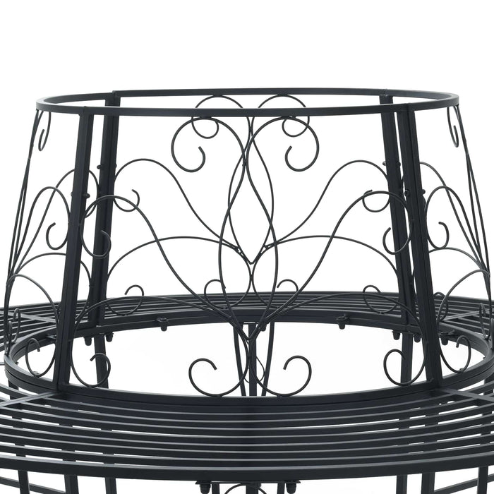 Bancă cu arbori 8-Număr de locuri Ø 160 x 89 cm Oțel Negru WALTI