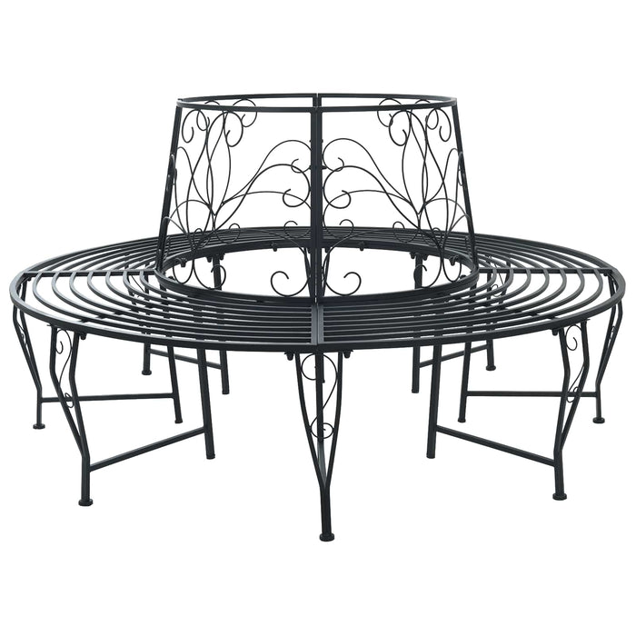 Bancă cu arbori 8-Număr de locuri Ø 160 x 89 cm Oțel Negru WALTI