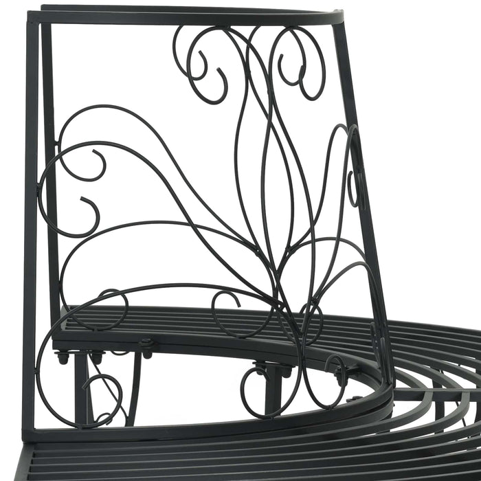 Bancă cu arbori 4-Număr de locuri 160 x 80 x 89 cm Oțel Negru WALTI