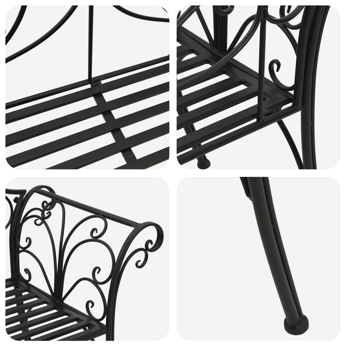 Bancă de grădină 2-Număr de locuri 130 x 47 x 90 cm Oțel Negru WALTI