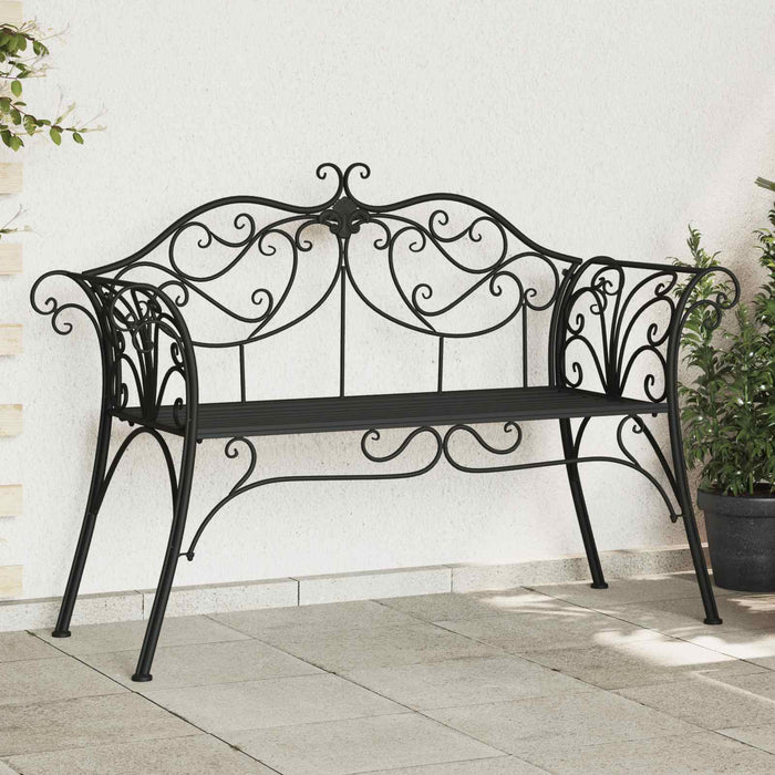 Bancă de grădină 2-Număr de locuri 130 x 47 x 90 cm Oțel Negru WALTI