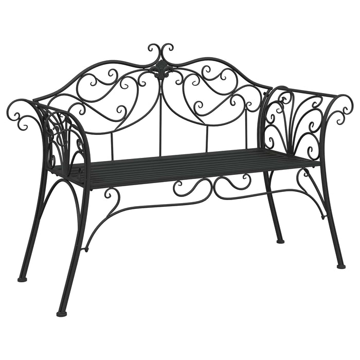 Bancă de grădină 2-Număr de locuri 130 x 47 x 90 cm Oțel Negru WALTI