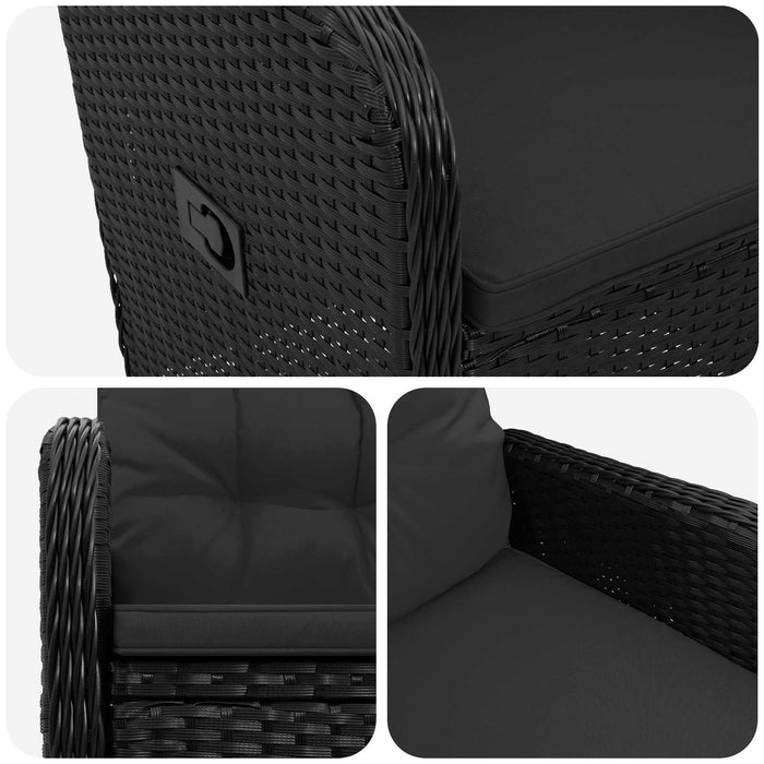 Scaun de grădină rabatabil Negru 57 x 63 x 94 cm poliratan - WALTI WALTI