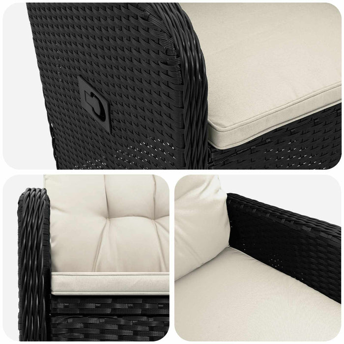Scaun de grădină rabatabil Negru și Alb crem 57 x 63 x 94 cm - WALTI WALTI