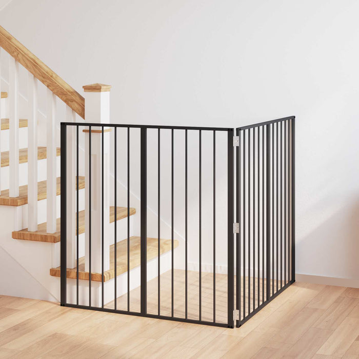 Poartă pentru câini 2 pcs Negru 100 x 100 cm Oțel Galvanizat WALTI