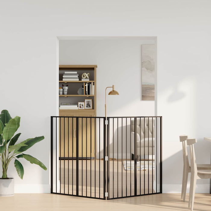 Poartă pentru câini 2 pcs Negru 100 x 100 cm Oțel Galvanizat WALTI