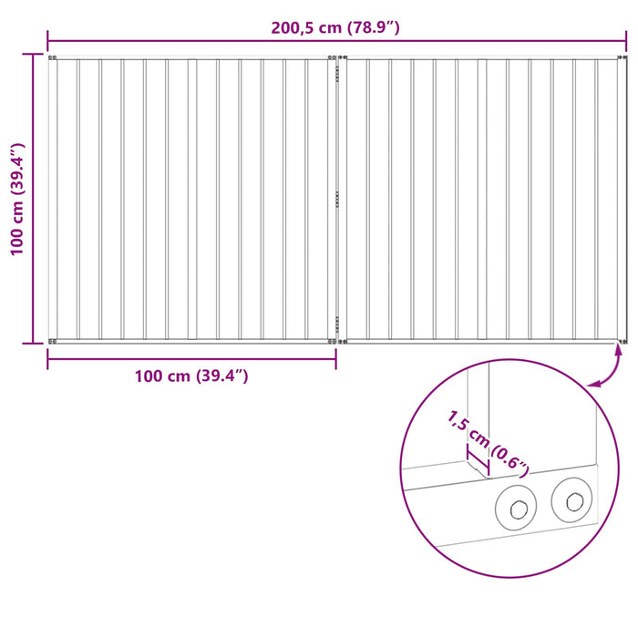 Poartă pentru câini 2 pcs Negru 100 x 100 cm Oțel Galvanizat WALTI