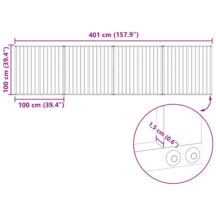 Poartă pentru câini 4 pcs Negru 100 x 100 cm Oțel Galvanizat WALTI