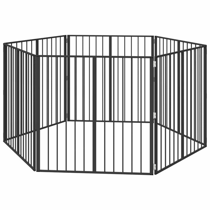Poartă pentru câini 6 buc. Negru 100 x 100 cm Oțel Galvanizat WALTI