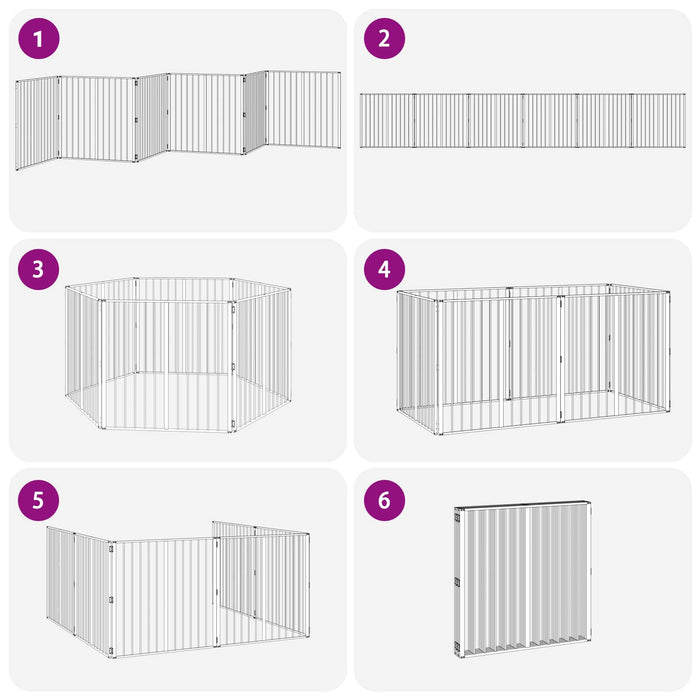 Poartă pentru câini 6 buc. Negru 100 x 100 cm Oțel Galvanizat WALTI