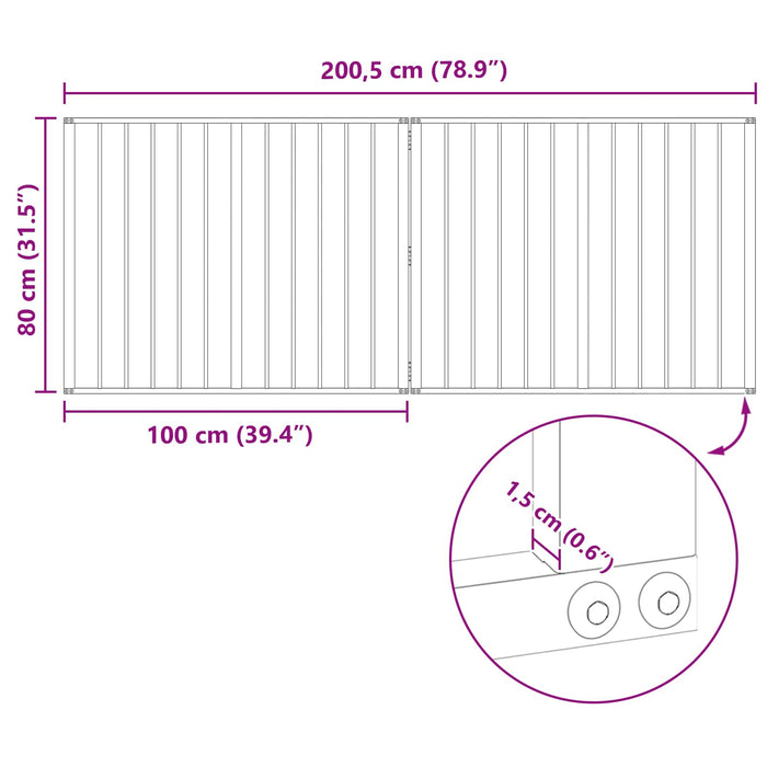 Poartă pentru câini 2 pcs Negru 100 x 80 cm Oțel Galvanizat WALTI