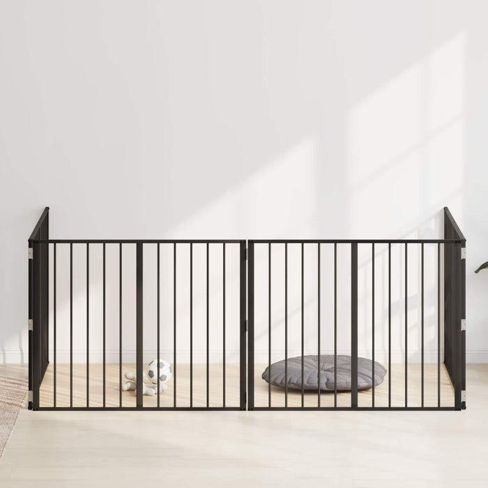 Poartă pentru câini 4 pcs Negru 100 x 80 cm Oțel Galvanizat WALTI