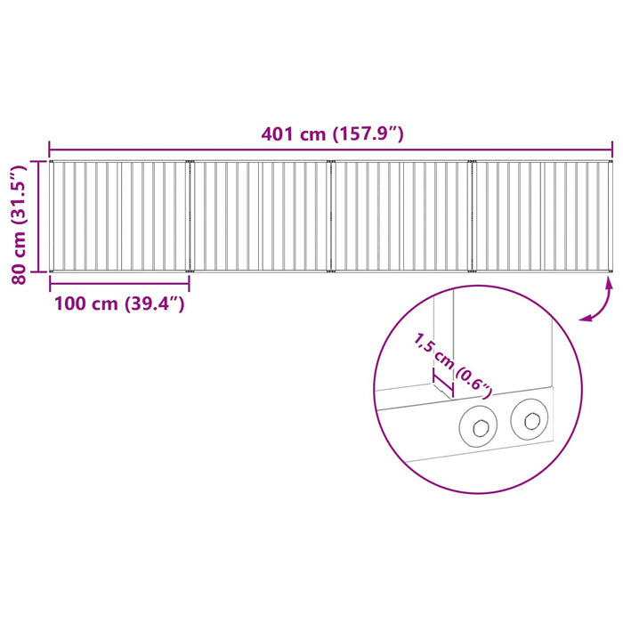 Poartă pentru câini 4 pcs Negru 100 x 80 cm Oțel Galvanizat WALTI