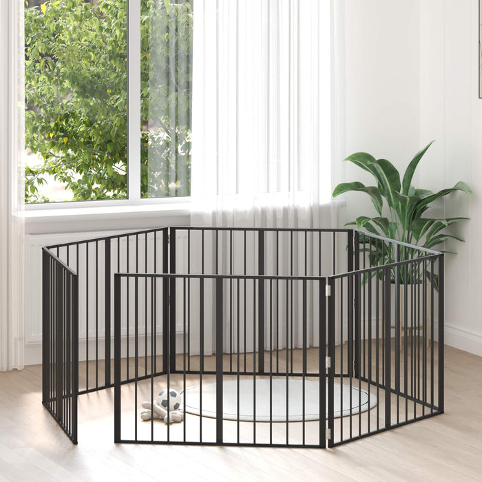 Poartă pentru câini 6 pcs Negru 100 x 80 cm Oțel Galvanizat WALTI