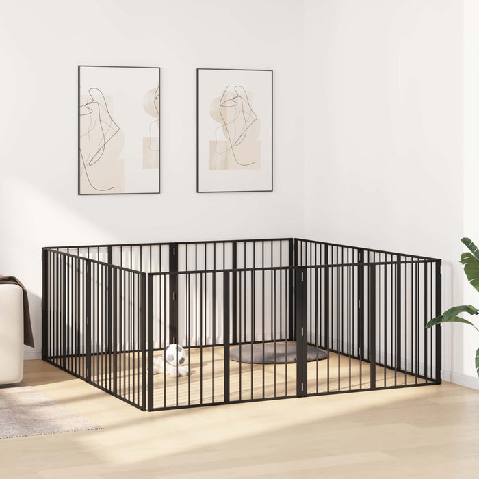 Poartă pentru câini 8 pcs Negru 100 x 80 cm Oțel Galvanizat WALTI