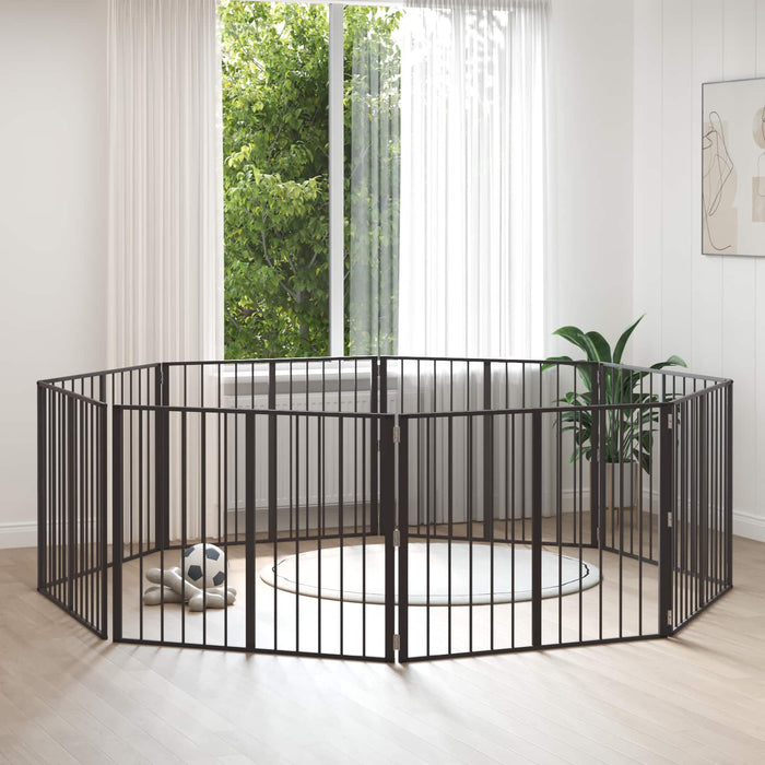 Poartă pentru câini 8 pcs Negru 100 x 80 cm Oțel Galvanizat WALTI