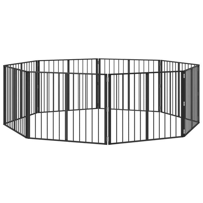 Poartă pentru câini 8 pcs Negru 100 x 80 cm Oțel Galvanizat WALTI