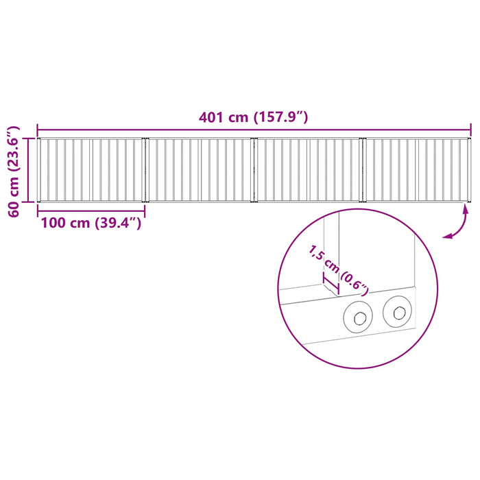Poartă pentru câini 4 pcs Negru 100 x 60 cm Oțel Galvanizat WALTI