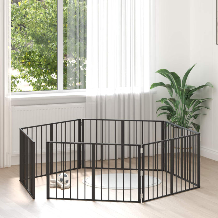 Poartă pentru câini 6 pcs Negru 100 x 60 cm Oțel Galvanizat WALTI
