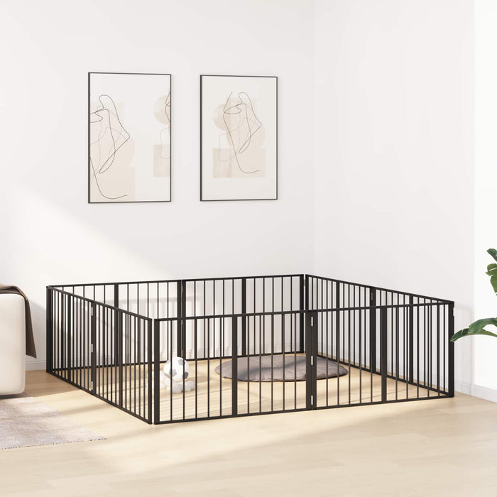 Poartă pentru câini 8 pcs Negru 100 x 60 cm Oțel Galvanizat WALTI