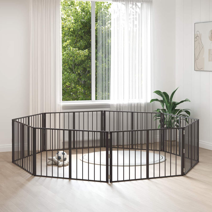 Poartă pentru câini 8 pcs Negru 100 x 60 cm Oțel Galvanizat WALTI