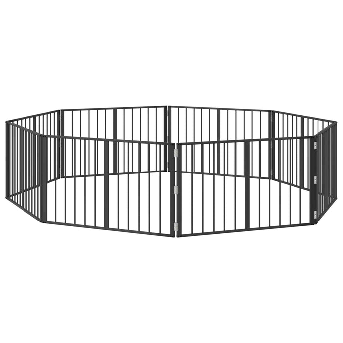 Poartă pentru câini 8 pcs Negru 100 x 60 cm Oțel Galvanizat WALTI