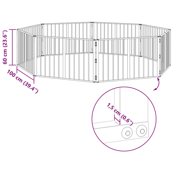 Poartă pentru câini 8 pcs Negru 100 x 60 cm Oțel Galvanizat WALTI