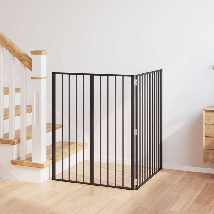 Poartă pentru câini 2 pcs Negru 80 x 100 cm Oțel Galvanizat WALTI