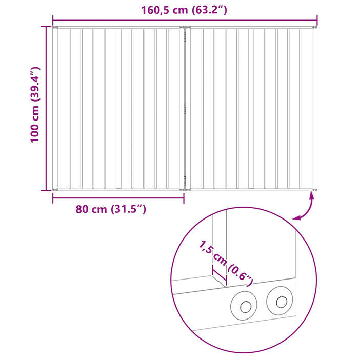 Poartă pentru câini 2 pcs Negru 80 x 100 cm Oțel Galvanizat WALTI
