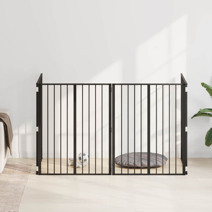 Poartă pentru câini 4 pcs Negru 80 x 100 cm Oțel Galvanizat WALTI