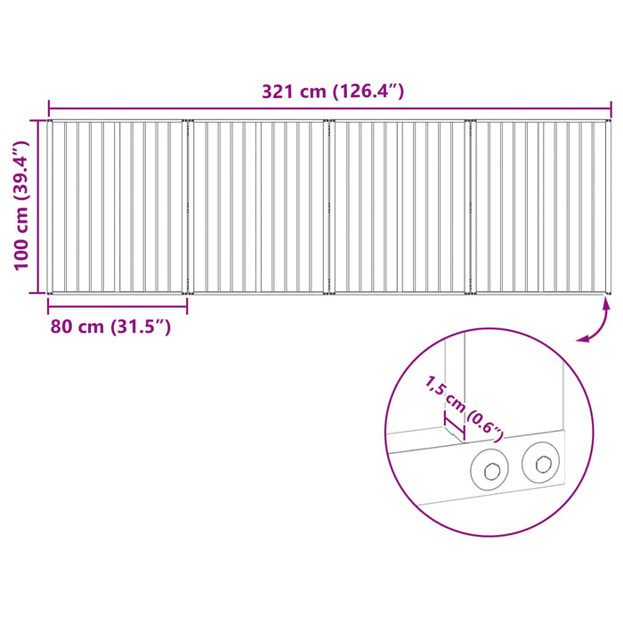 Poartă pentru câini 4 pcs Negru 80 x 100 cm Oțel Galvanizat WALTI
