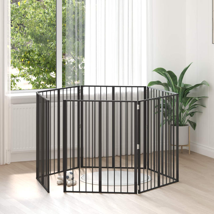 Poartă pentru câini 6 pcs Negru 80 x 100 cm Oțel Galvanizat WALTI