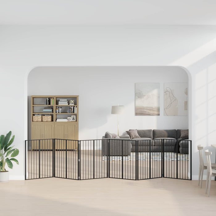 Poartă pentru câini 6 pcs Negru 80 x 100 cm Oțel Galvanizat WALTI