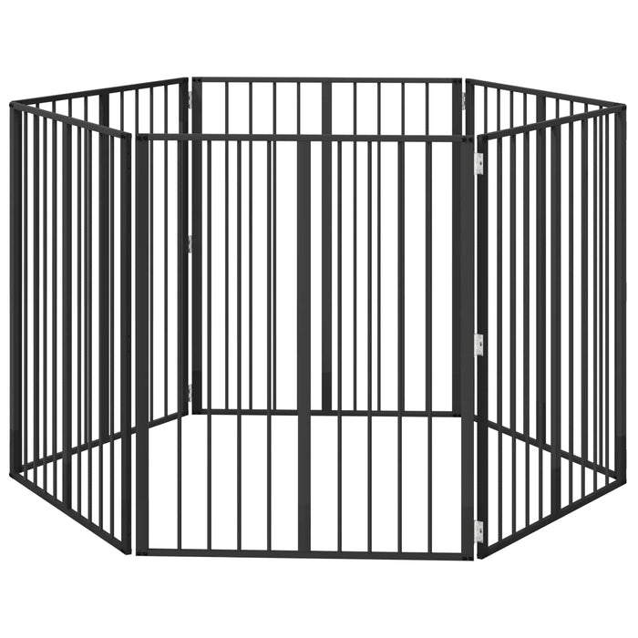 Poartă pentru câini 6 pcs Negru 80 x 100 cm Oțel Galvanizat WALTI