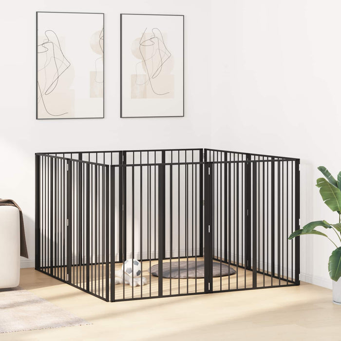 Poartă pentru câini 8 pcs Negru 80 x 100 cm Oțel Galvanizat WALTI