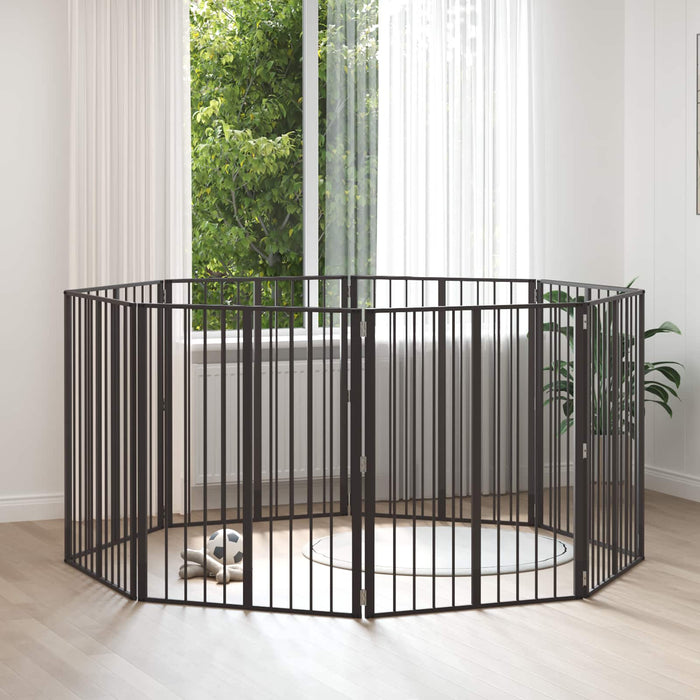 Poartă pentru câini 8 pcs Negru 80 x 100 cm Oțel Galvanizat WALTI
