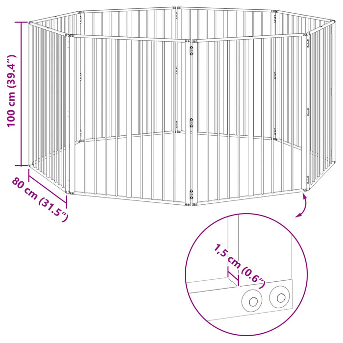 Poartă pentru câini 8 pcs Negru 80 x 100 cm Oțel Galvanizat WALTI