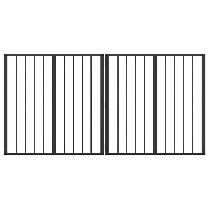 Poartă pentru câini 2 pcs Negru 80 x 80 cm Oțel Galvanizat WALTI
