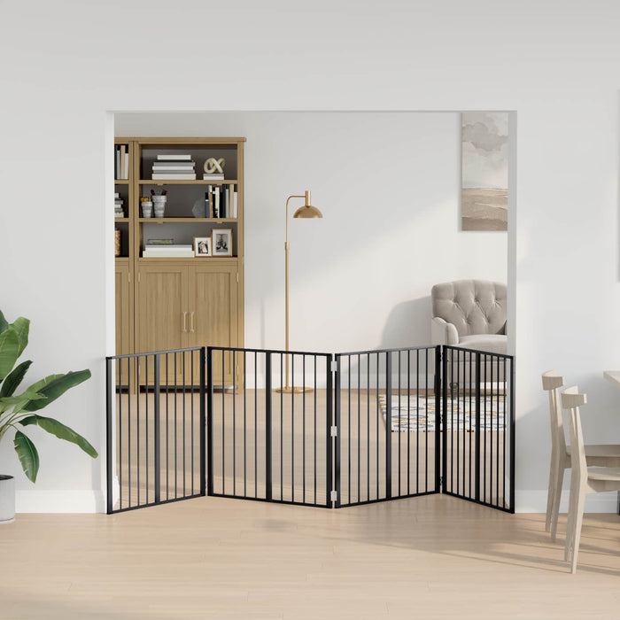 Poartă pentru câini 4 pcs Negru 80 x 80 cm Oțel Galvanizat WALTI
